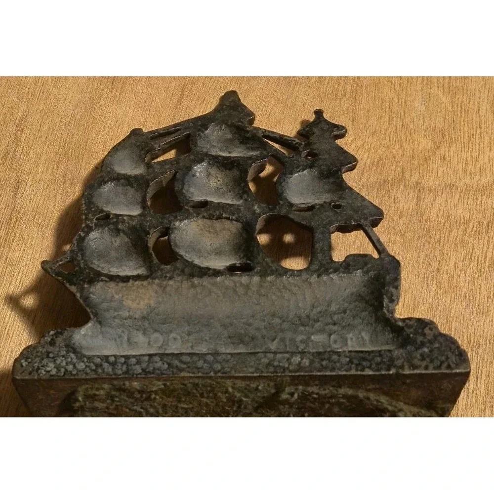 Cast Metal Sailing Ship Bookend Nautical Decor Heavy Single Maritime